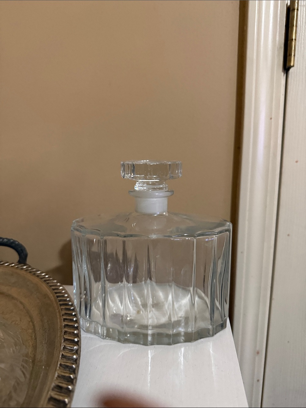 Vintage Clear Glass Decanter with Stopper - Elegant Ribbed Design - 6.25" Tall